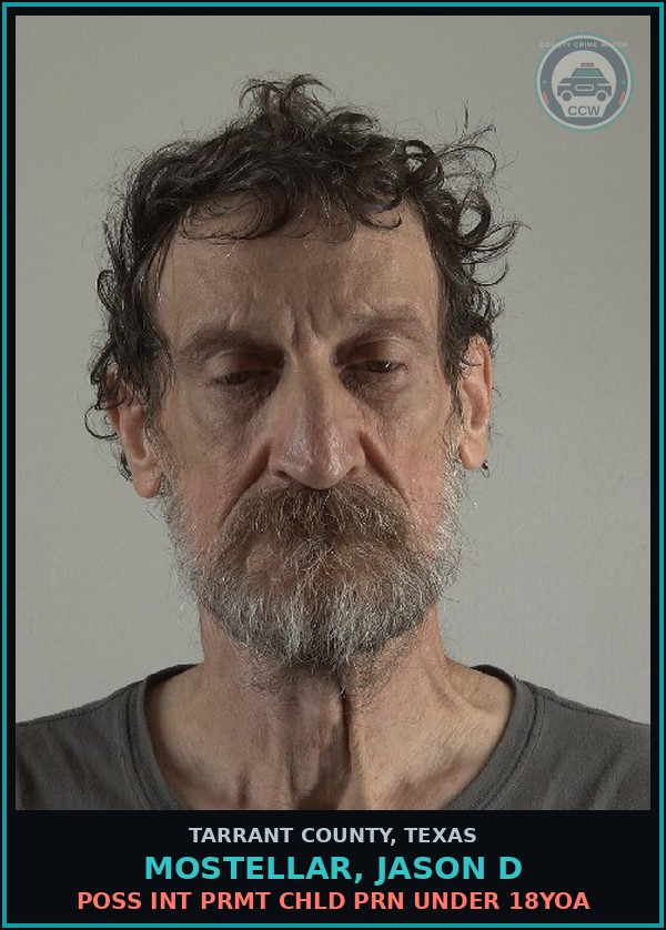 Booking mugshot of Mostellar, Jason D in Tarrant County