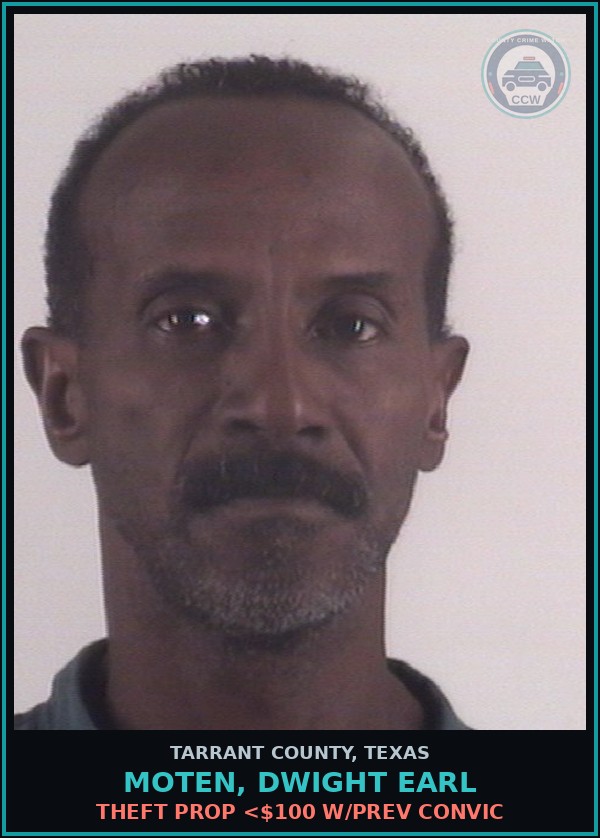 Booking mugshot of Moten, Dwight Earl in Tarrant County