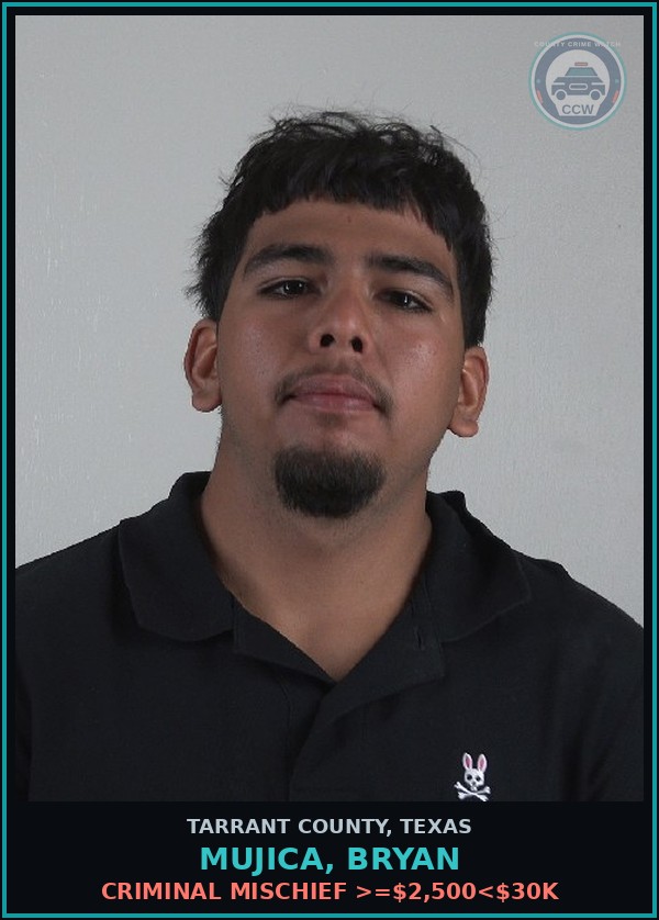 Booking mugshot of Mujica, Bryan in Tarrant County
