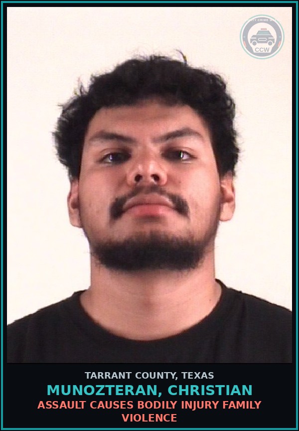 Booking mugshot of Munozteran, Christian in Tarrant County