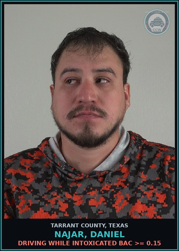 Booking mugshot of Najar, Daniel in Tarrant County