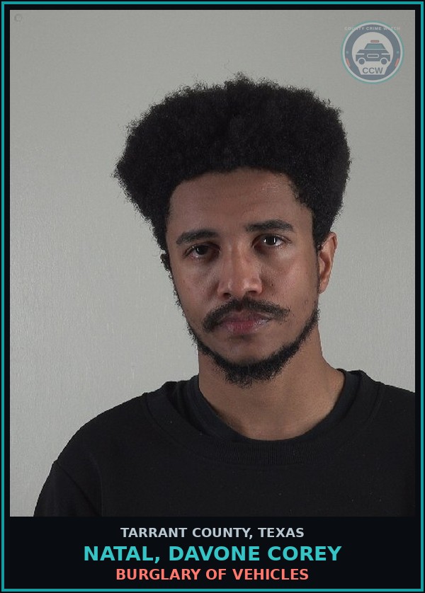 Booking mugshot of Natal, Davone Corey in Tarrant County