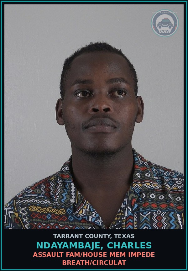 Booking mugshot of Ndayambaje, Charles in Tarrant County