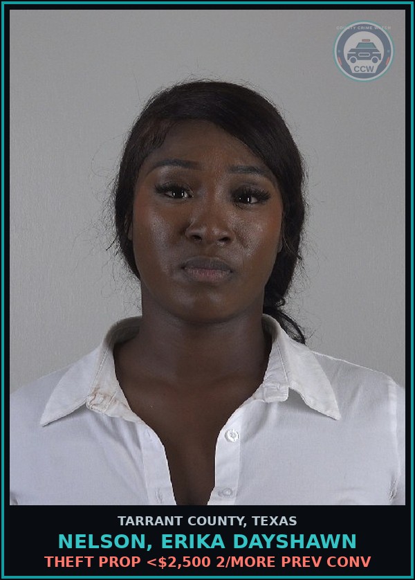 Booking mugshot of Nelson, Erika Dayshawn in Tarrant County