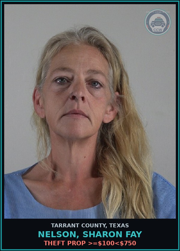 Booking mugshot of Nelson, Sharon Fay in Tarrant County