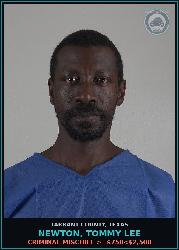 Booking mugshot of Newton, Tommy Lee in Tarrant County