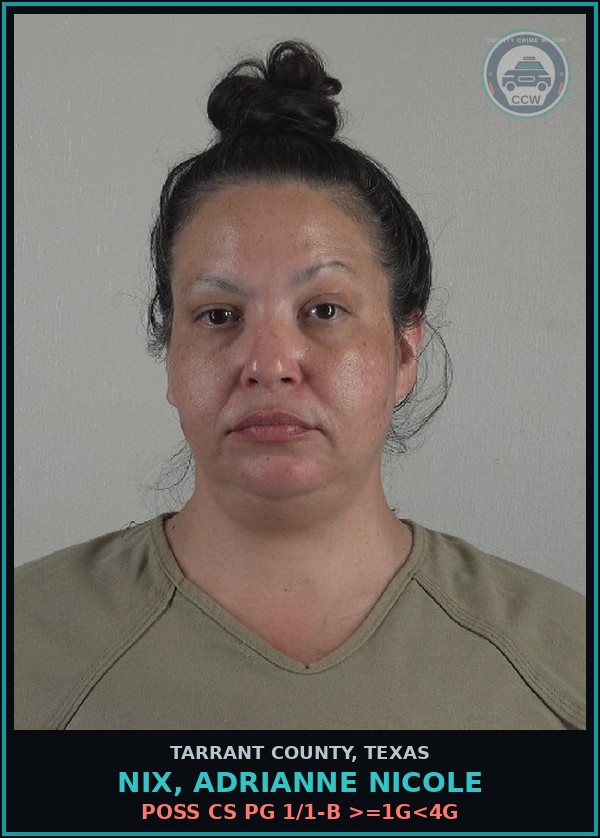 Booking mugshot of Nix, Adrianne Nicole in Tarrant County