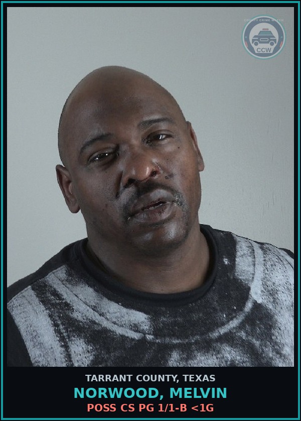 Booking mugshot of Norwood, Melvin in Tarrant County