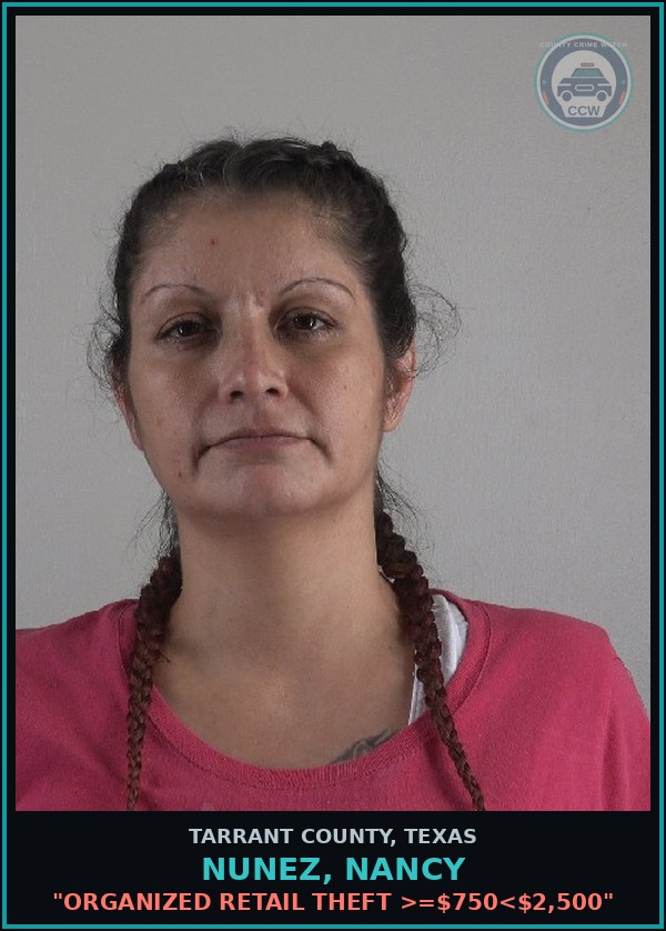 Booking mugshot of Nunez, Nancy in Tarrant County