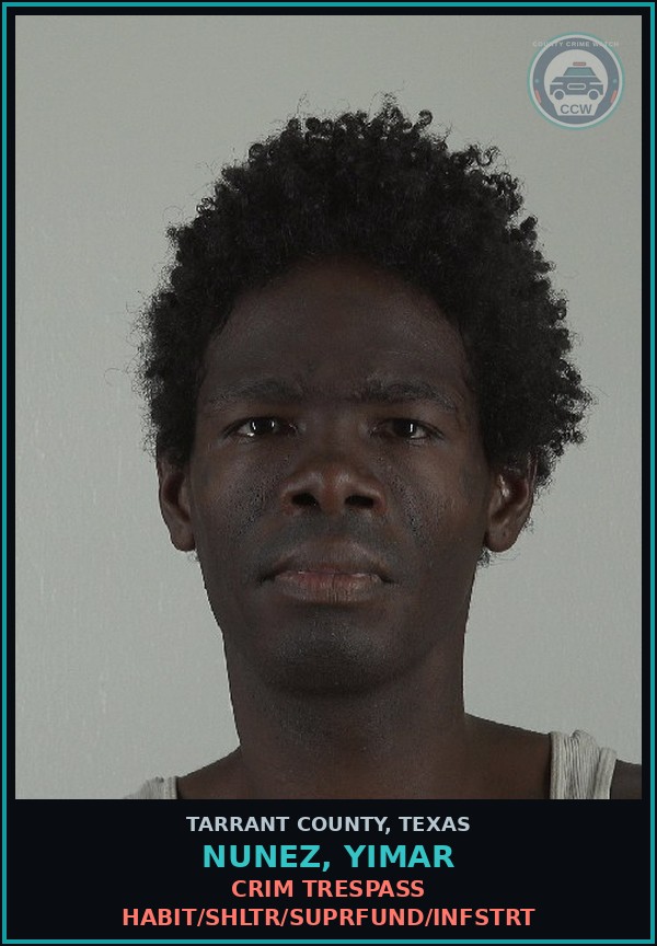 Booking mugshot of Nunez, Yimar in Tarrant County