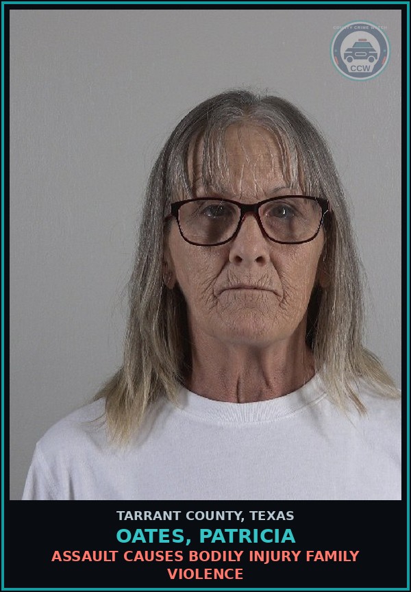 Booking mugshot of Oates, Patricia in Tarrant County