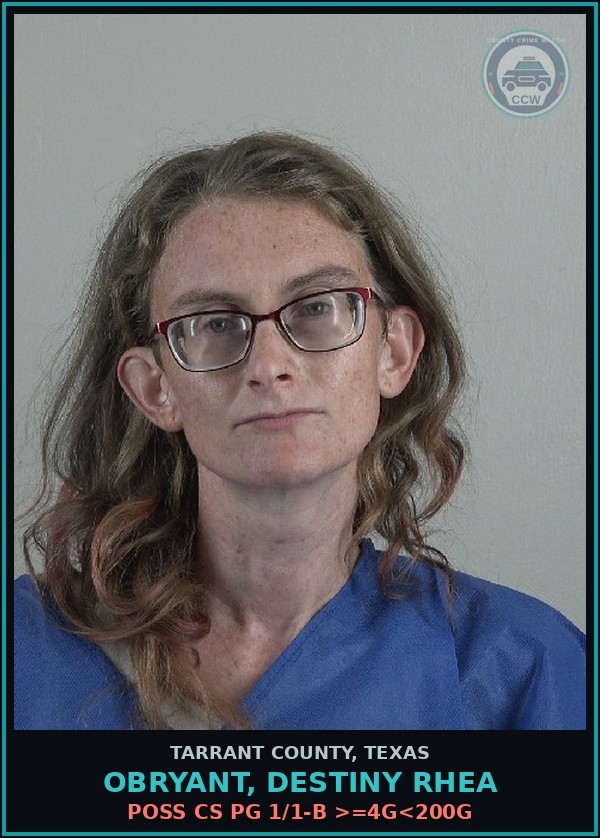 Booking mugshot of Obryant, Destiny Rhea in Tarrant County