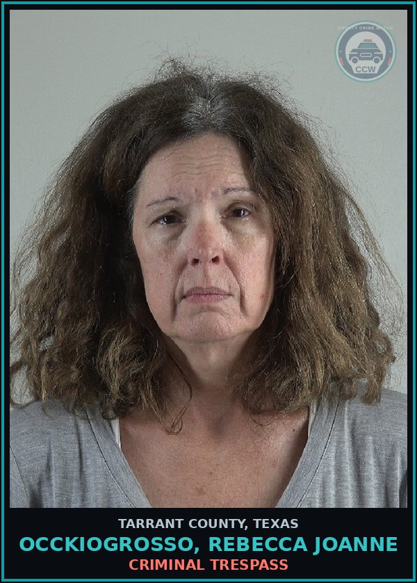 Booking mugshot of Occkiogrosso, Rebecca Joanne in Tarrant County
