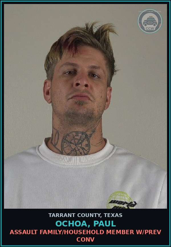 Booking mugshot of Ochoa, Paul in Tarrant County
