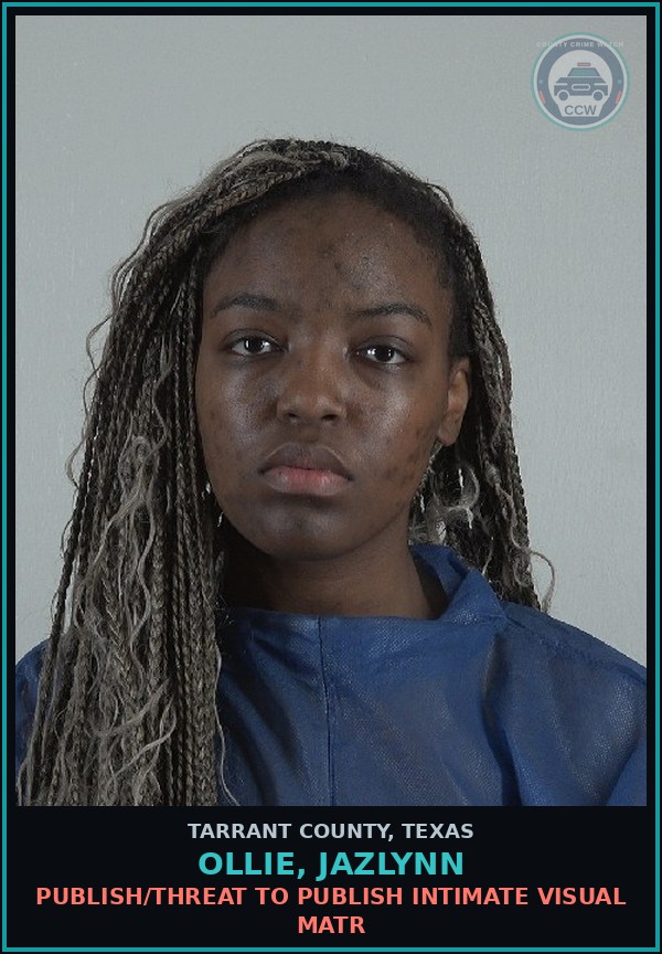 Booking mugshot of Ollie, Jazlynn in Tarrant County