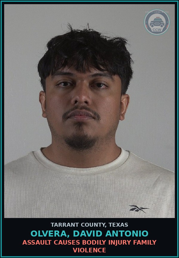 Booking mugshot of Olvera, David Antonio in Tarrant County