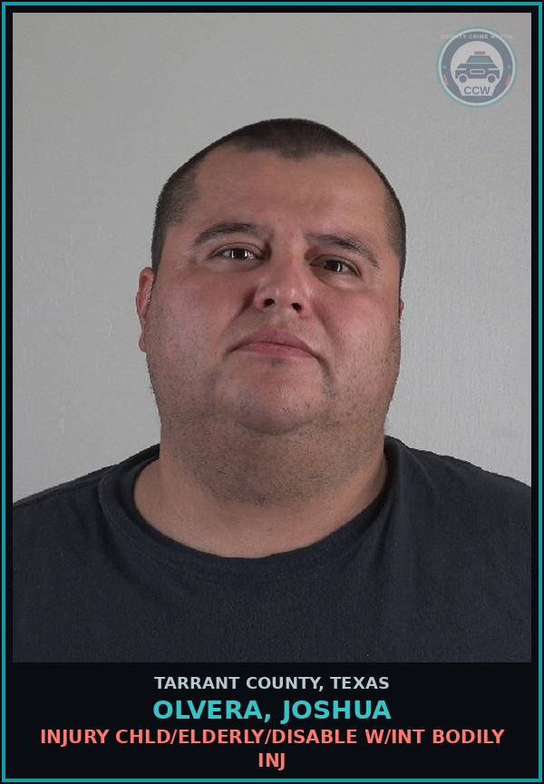 Booking mugshot of Olvera, Joshua in Tarrant County