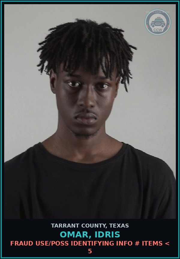 Booking mugshot of Omar, Idris in Tarrant County