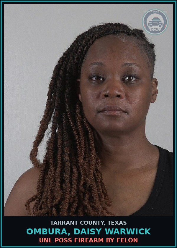 Booking mugshot of Ombura, Daisy Warwick in Tarrant County