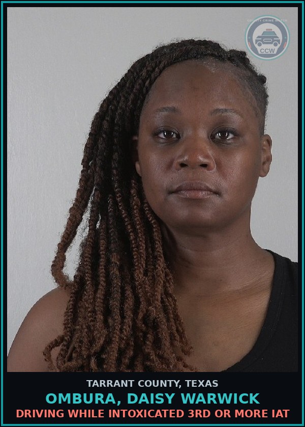 Booking mugshot of Ombura, Daisy Warwick in Tarrant County