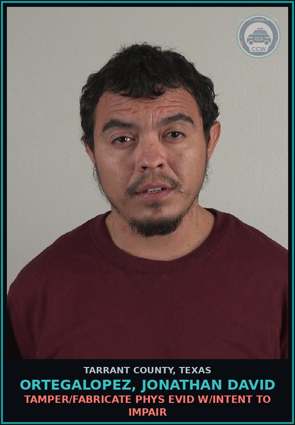 Booking mugshot of Ortegalopez, Jonathan David in Tarrant County