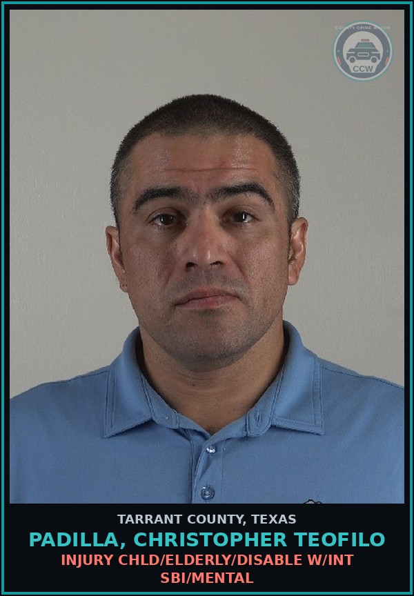 Booking mugshot of Padilla, Christopher Teofilo in Tarrant County