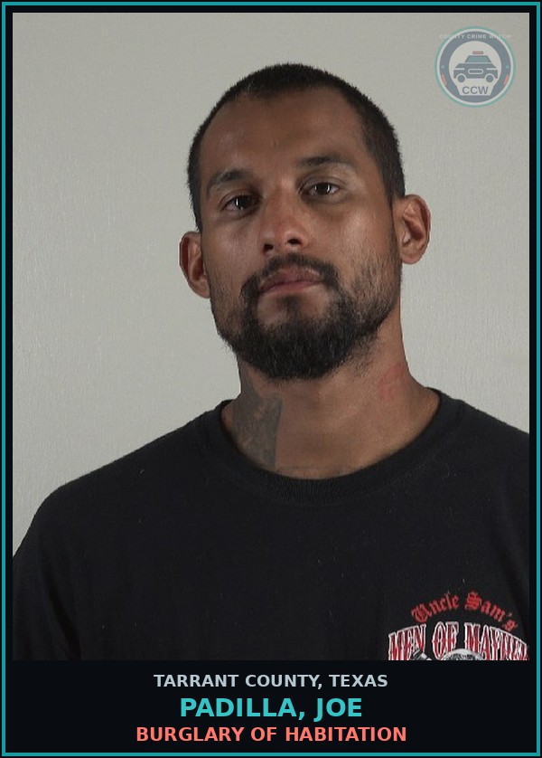 Booking mugshot of Padilla, Joe in Tarrant County