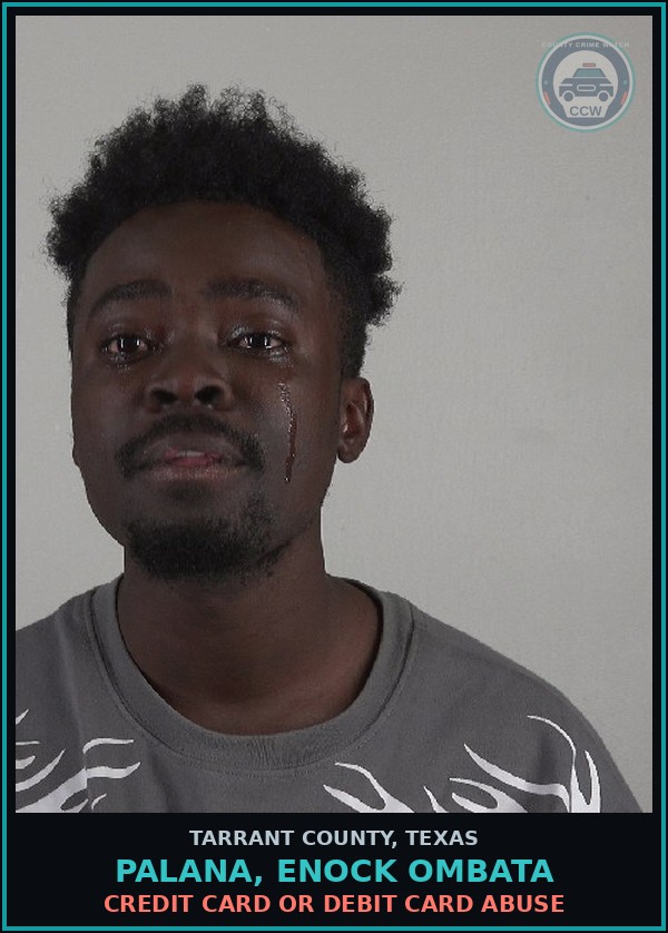 Booking mugshot of Palana, Enock Ombata in Tarrant County