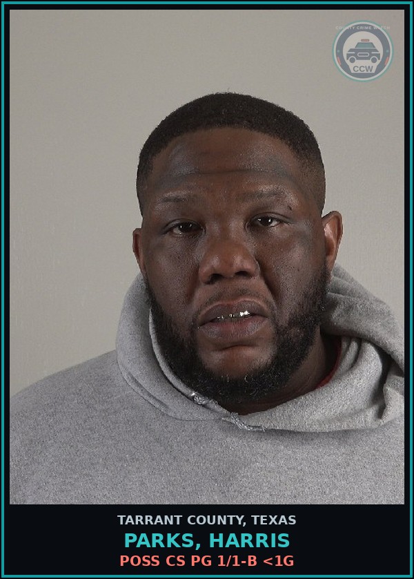 Booking mugshot of Parks, Harris in Tarrant County