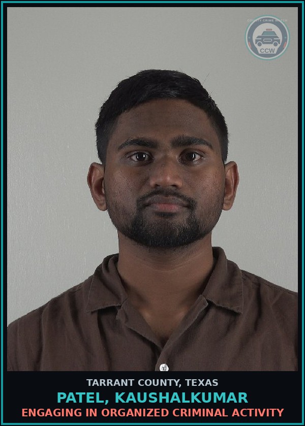 Booking mugshot of Patel, Kaushalkumar in Tarrant County