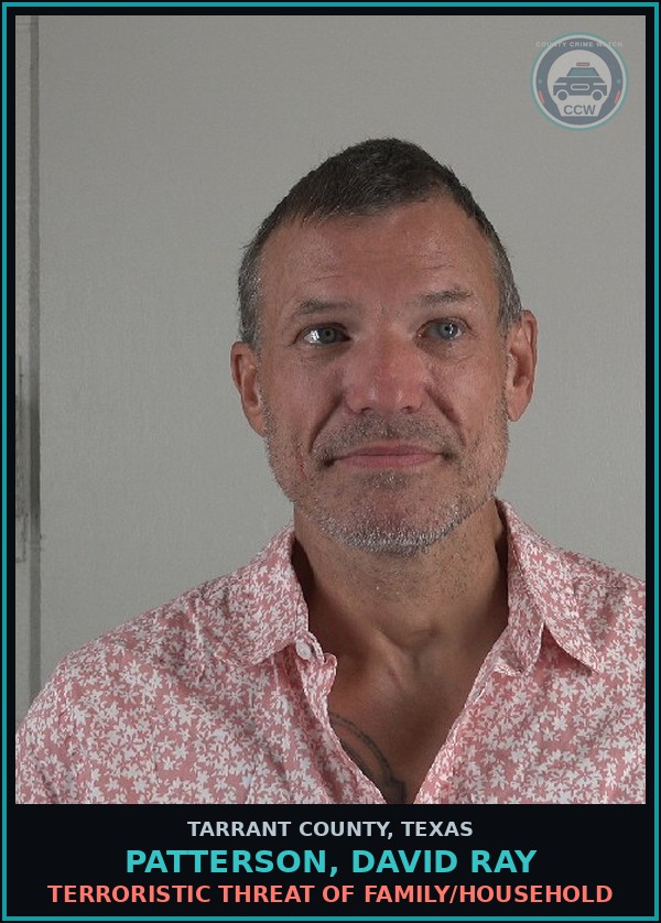 Booking mugshot of Patterson, David Ray in Tarrant County