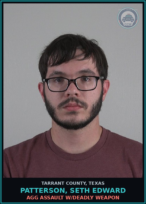 Booking mugshot of Patterson, Seth Edward in Tarrant County