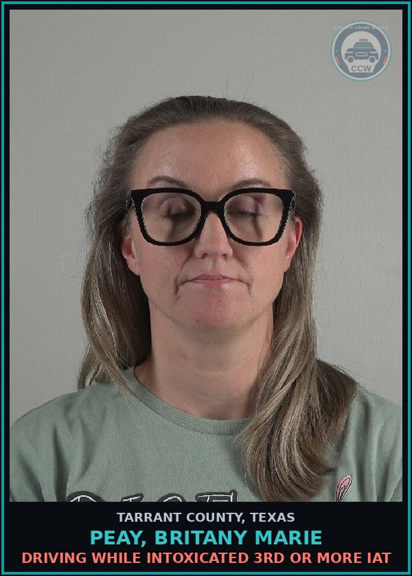 Booking mugshot of Peay, Britany Marie in Tarrant County