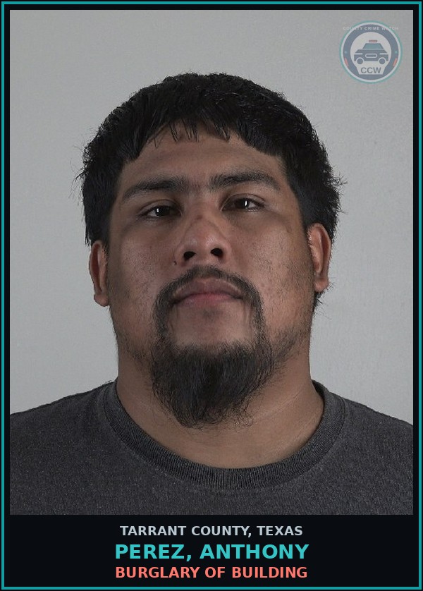Booking mugshot of Perez, Anthony in Tarrant County