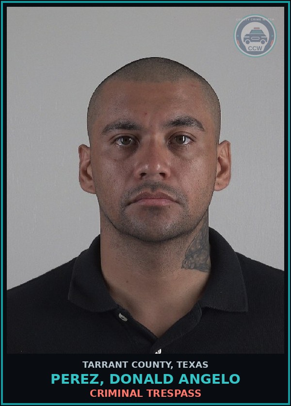 Booking mugshot of Perez, Donald Angelo in Tarrant County