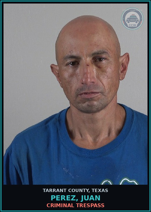 Booking mugshot of Perez, Juan in Tarrant County
