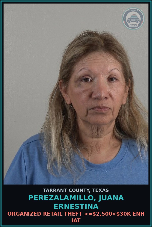 Booking mugshot of Perezalamillo, Juana Ernestina in Tarrant County