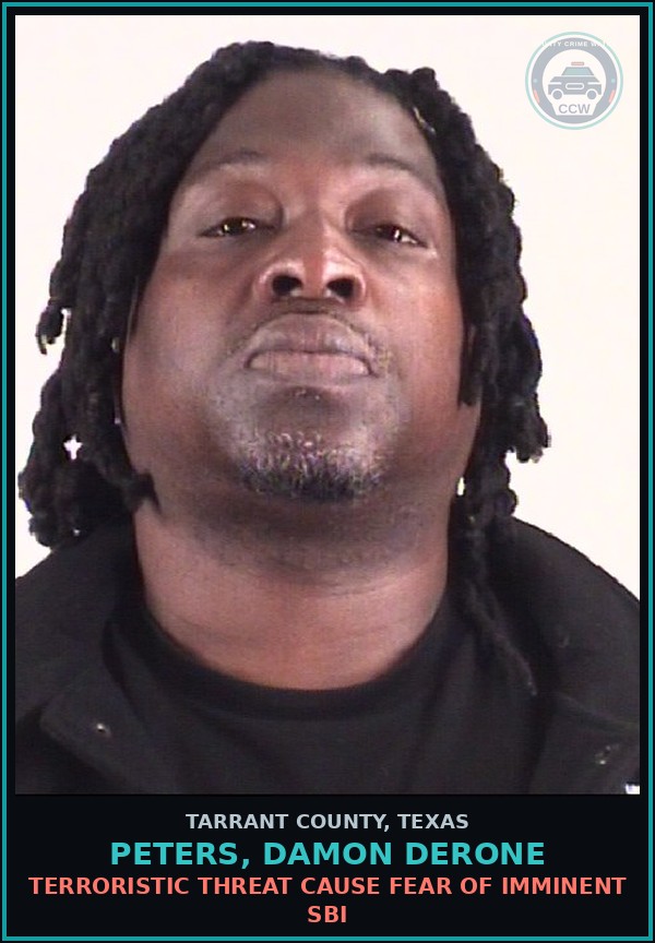 Booking mugshot of Peters, Damon Derone in Tarrant County