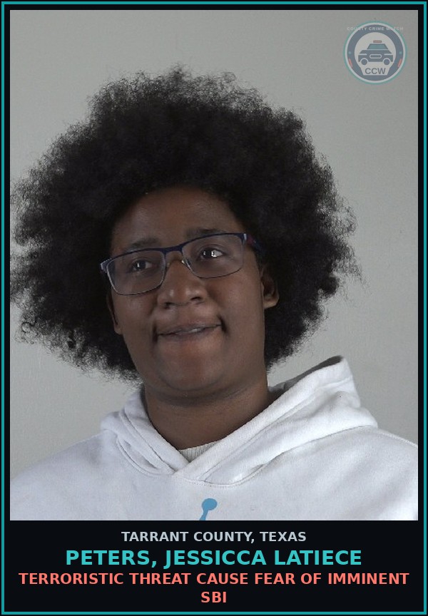 Booking mugshot of Peters, Jessicca Latiece in Tarrant County