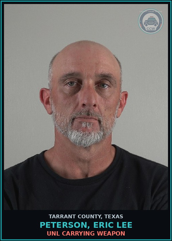 Booking mugshot of Peterson, Eric Lee in Tarrant County