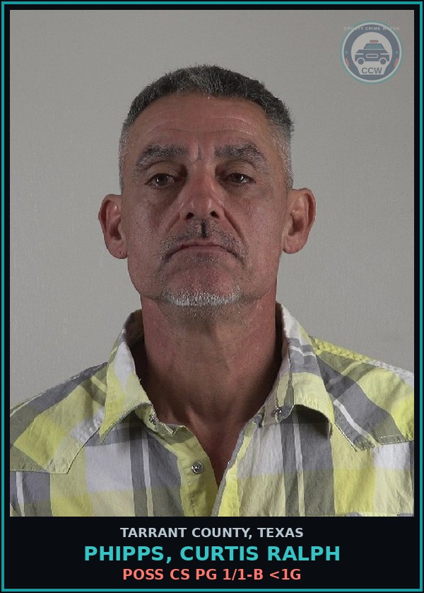 Booking mugshot of Phipps, Curtis Ralph in Tarrant County