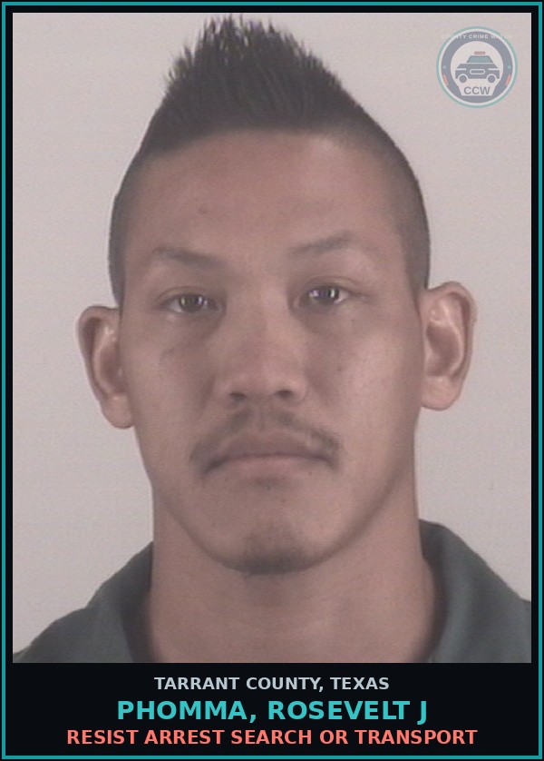 Booking mugshot of Phomma, Rosevelt J in Tarrant County