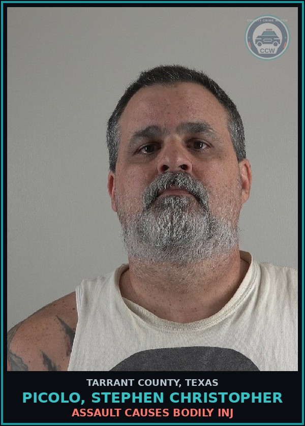 Booking mugshot of Picolo, Stephen Christopher in Tarrant County