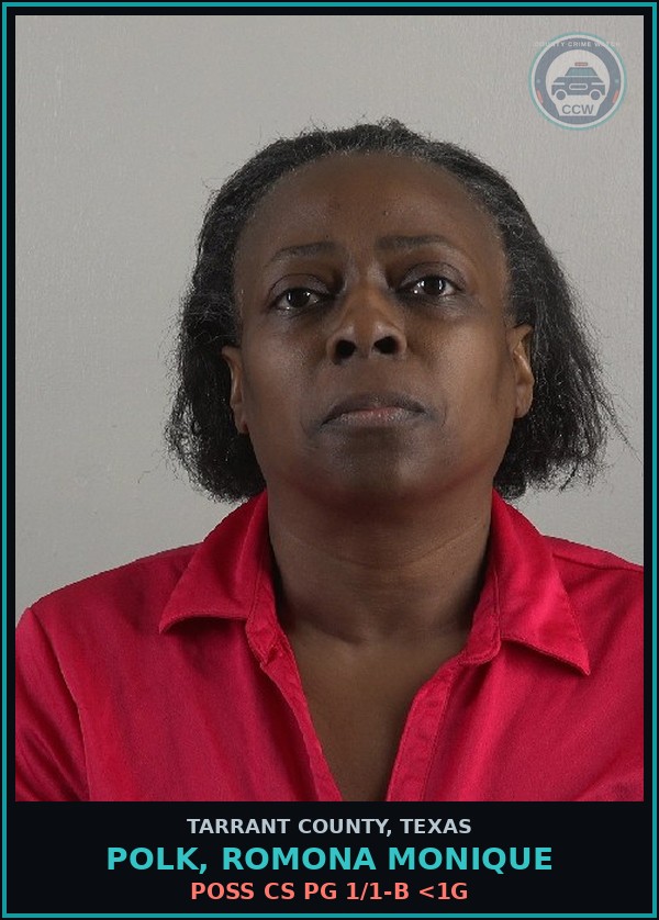 Booking mugshot of Polk, Romona Monique in Tarrant County