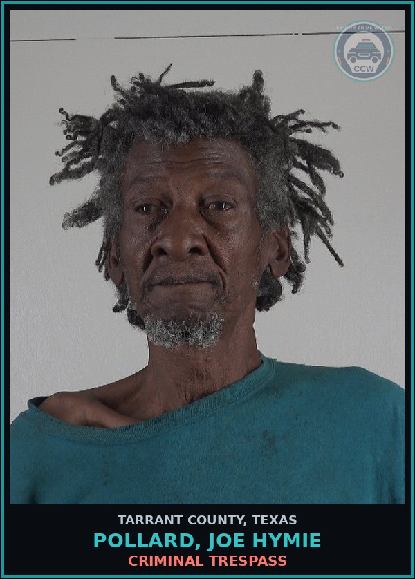 Booking mugshot of Pollard, Joe Hymie in Tarrant County
