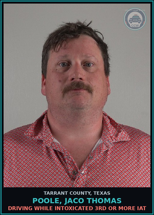 Booking mugshot of Poole, Jaco Thomas in Tarrant County