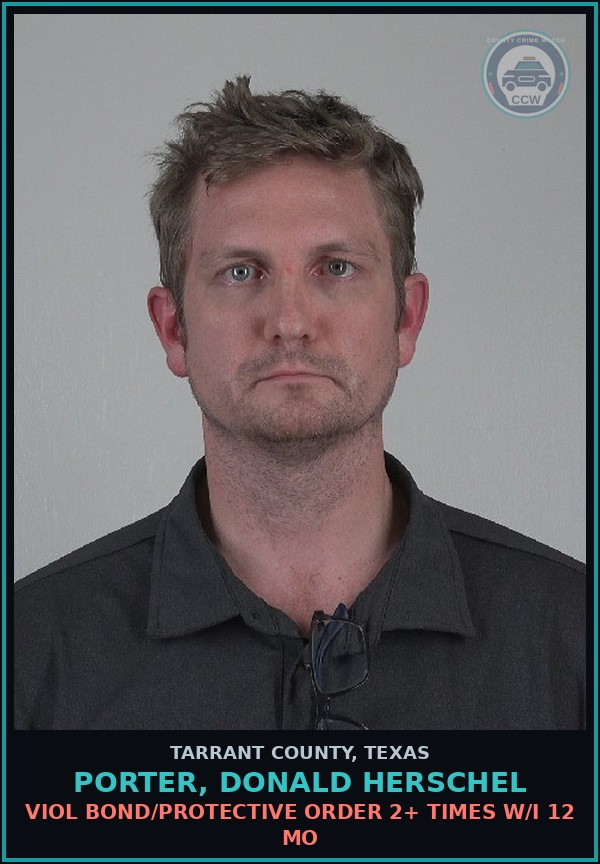Booking mugshot of Porter, Donald Herschel in Tarrant County