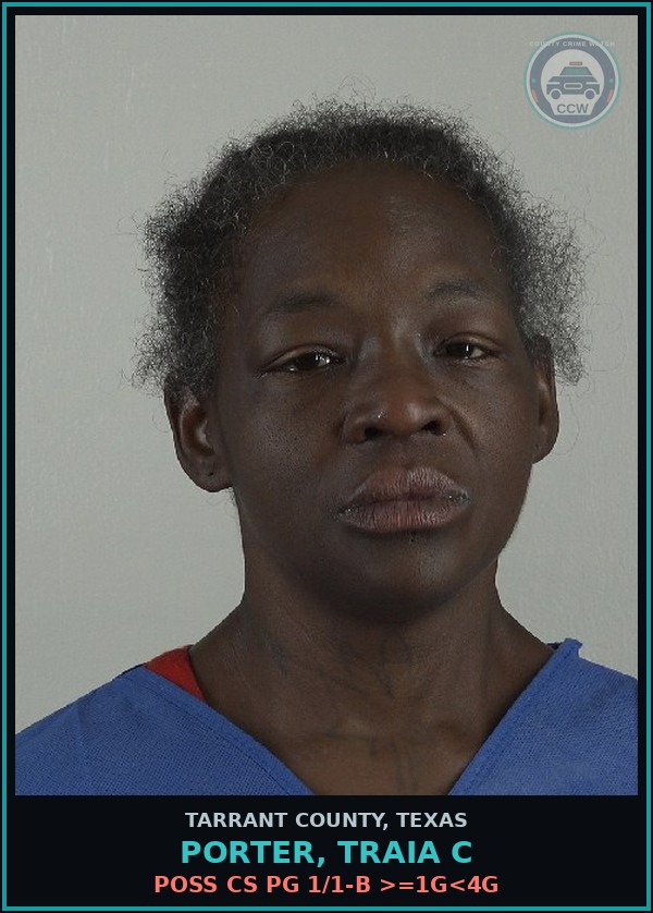Booking mugshot of Porter, Traia C in Tarrant County