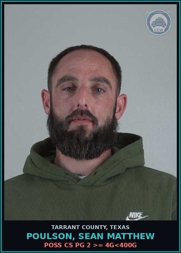 Booking mugshot of Poulson, Sean Matthew in Tarrant County