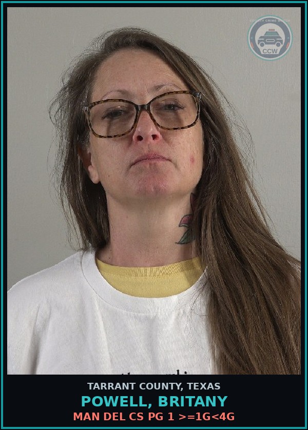 Booking mugshot of Powell, Britany in Tarrant County